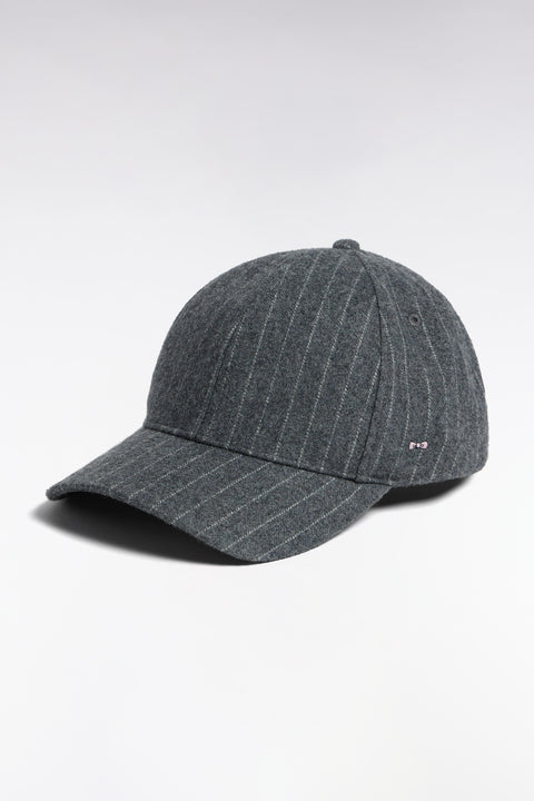 Casquette en drap de laine rayé grise - Image 1