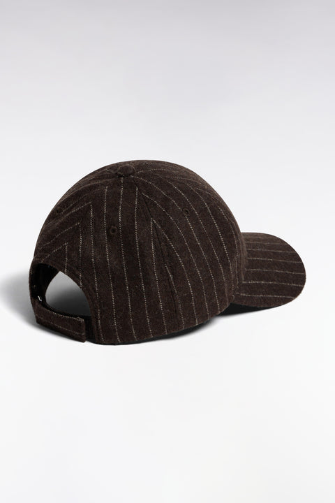 Casquette en drap de laine rayé marron - Image 2