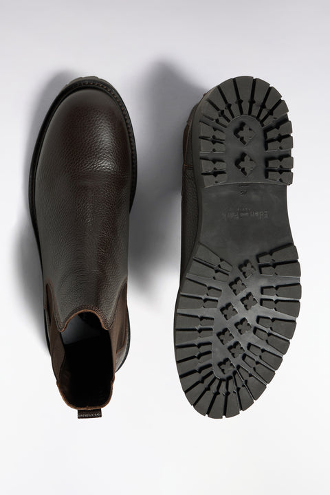 Bottines Chelsea en cuir grainé marron - Image 3