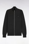 Straight cut charcoal gray cotton zipped cardigan
