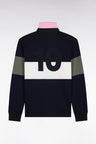 Long-sleeved jersey in khaki tricolor cotton jersey with embroidery 10