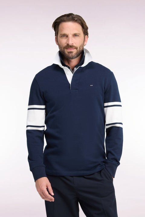 Maillot manches longues marine à détails blancs contrastés - Image 3