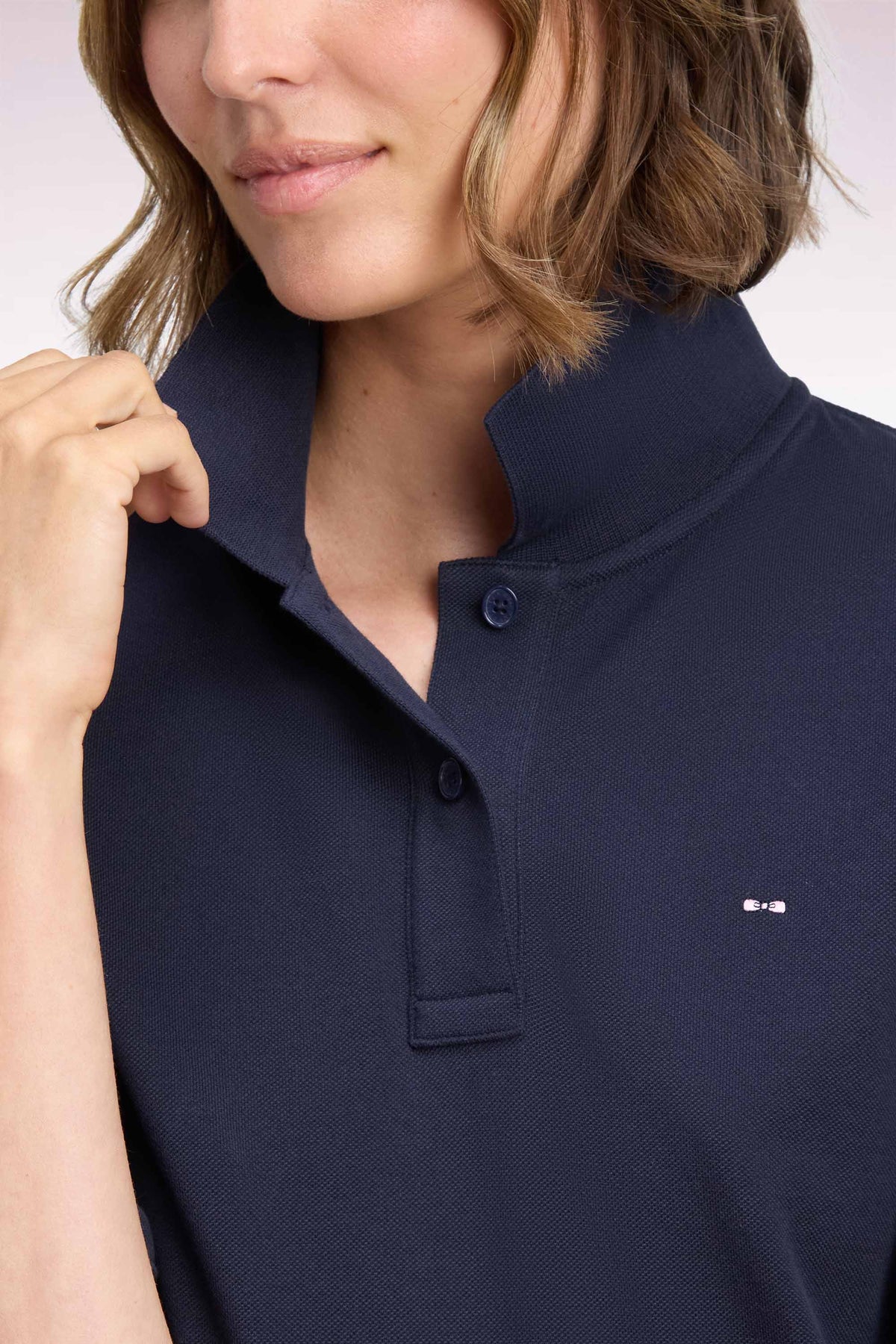 Polo manches courtes en coton marine coupe oversized