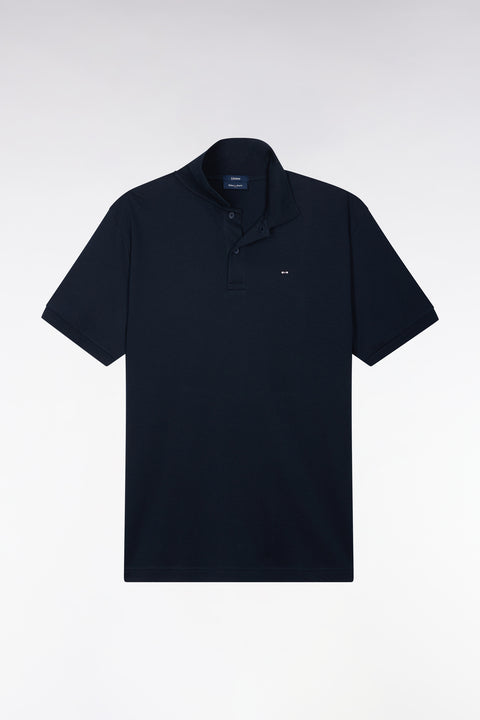 Polo unisexe manches courtes en coton interlock marine - Image 2