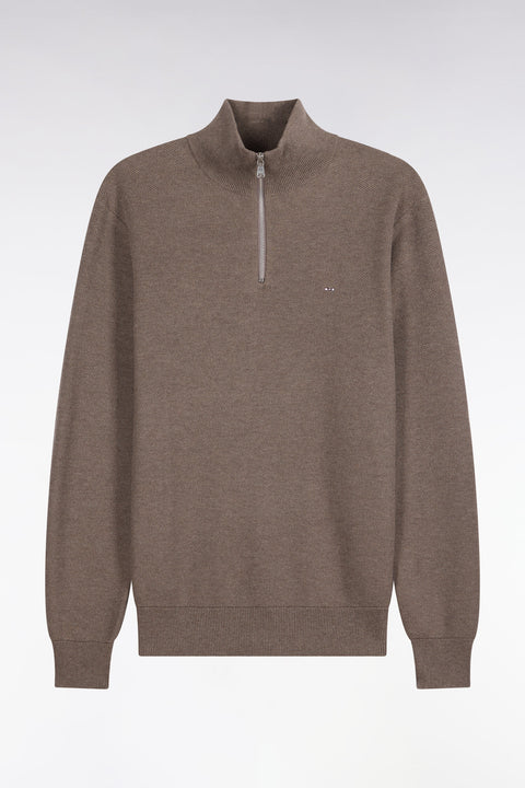 Pull col camionneur en coton gris anthracite coupe droite - Image 2