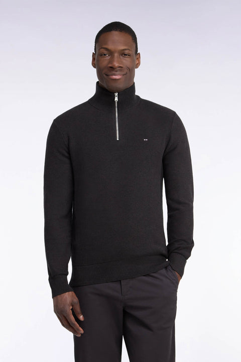 Pull col camionneur en coton marron coupe droite - Image 3