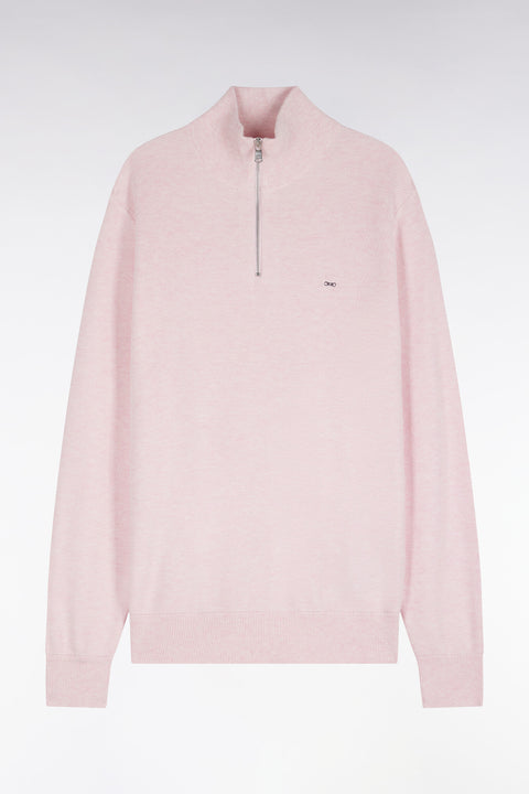 Pull col camionneur en coton rose coupe droite - Image 2