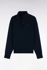 Relaxed fit navy wool jersey collar sweater