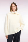 Straight cut ecru wool pea coat sweater