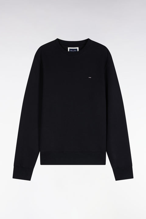 Sweatshirt col rond en molleton coton noir coupe droite - Image 2
