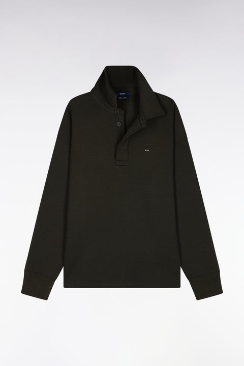 Sweatshirt unisexe à col maillot en interlock de coton kaki - Image 2