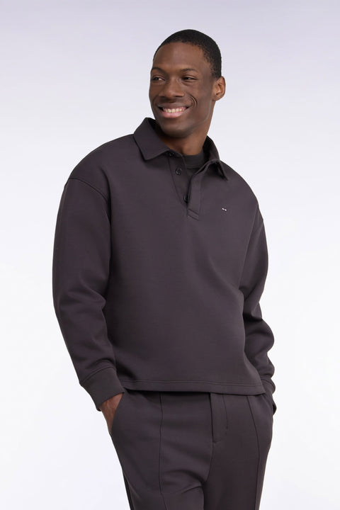 Sweatshirt unisexe à col maillot en interlock de coton marron - Image 1
