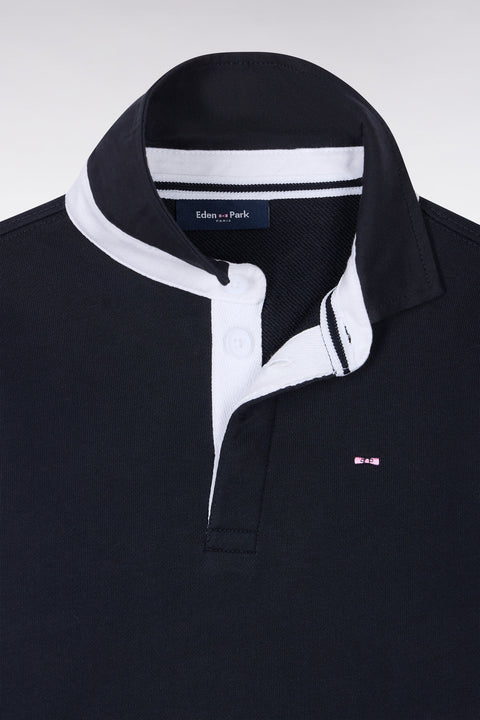 Sweatshirt à capuche zippé marine broderie Eden Park coupe droite - Image 2