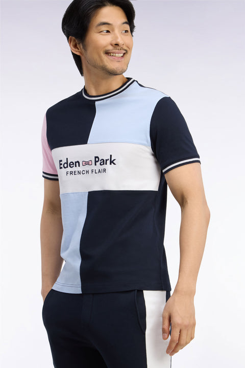 T-shirt manches courtes à découpes et broderie Eden Park coupe droite - Image 1