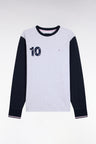 Two-tone long-sleeved gray cotton T-shirt