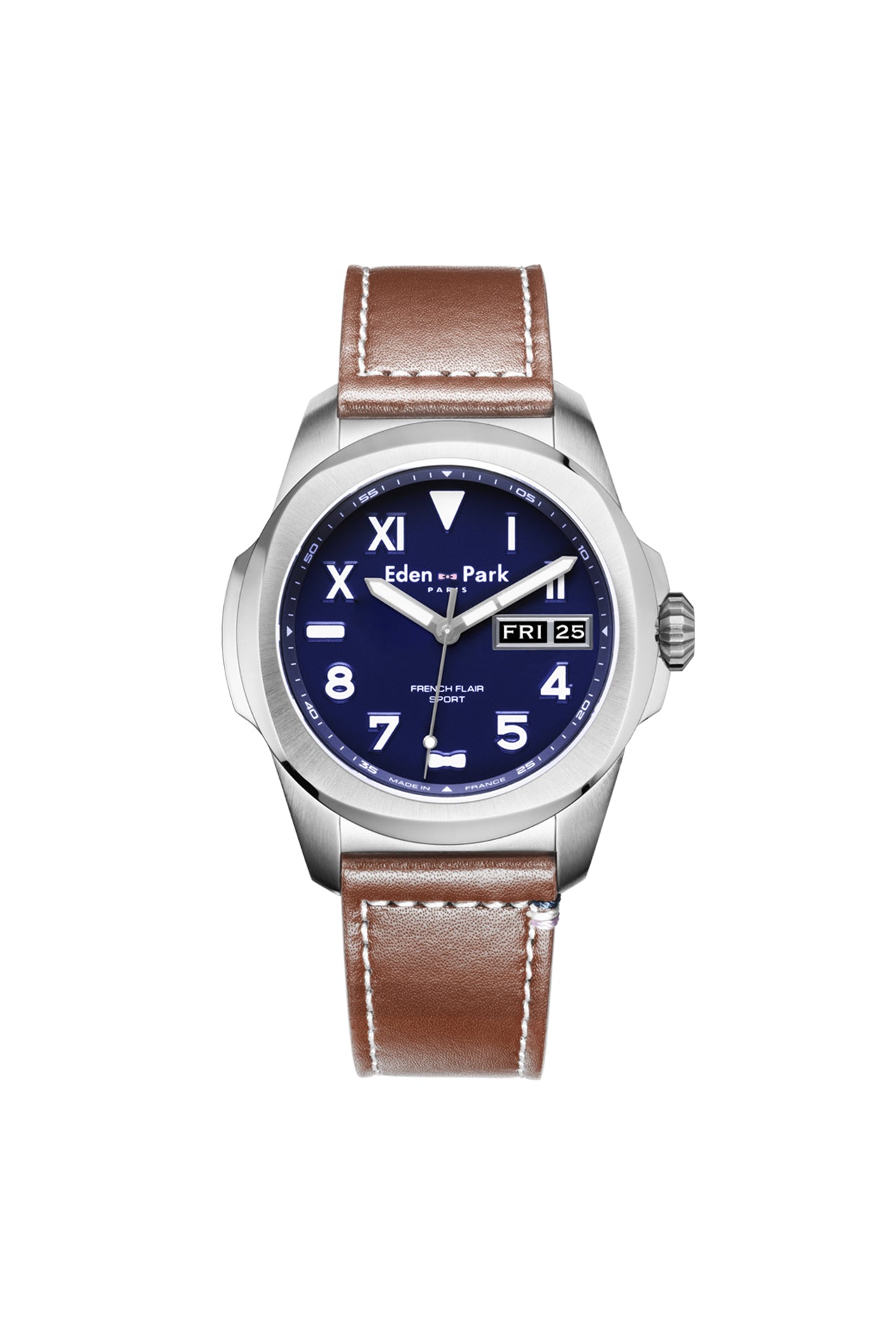 Quartz watch day date blue