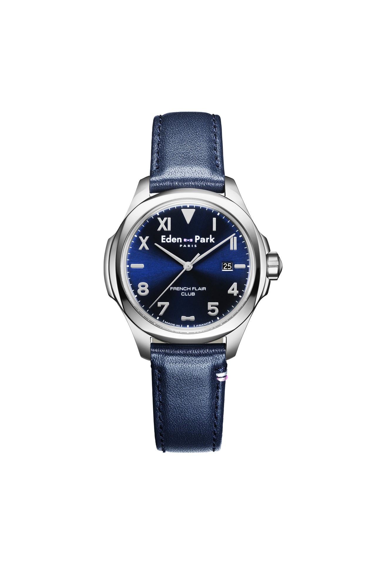 Blue leather quartz watch