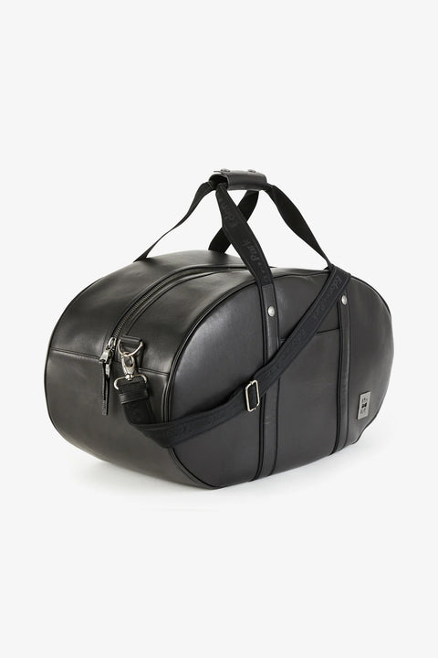 Black leather oval travel bag - Image 3