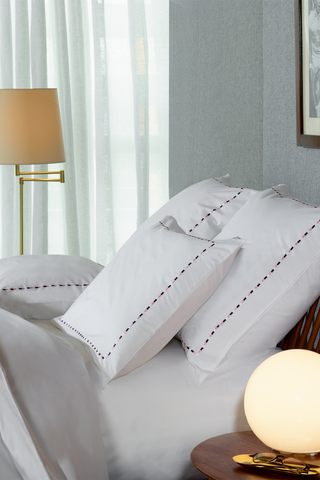 2 rectangular pillowcases white, navy and pink - Décrochons la lune