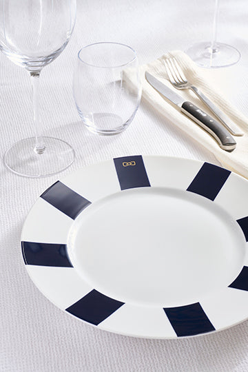 Set of 6 navy plates in Limoges porcelain