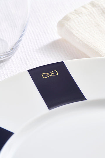 Set of 6 navy plates in Limoges porcelain