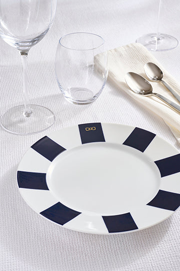 Set of 6 navy deep dessert plates in Limoges porcelain - Image 1