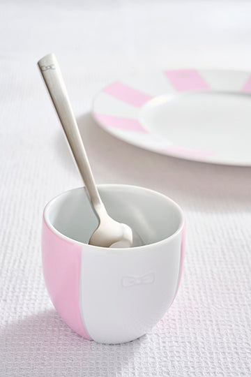 Set of two porcelain coffee cups with pink glazed interior - Image 1