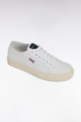 White cotton low-top sneakers