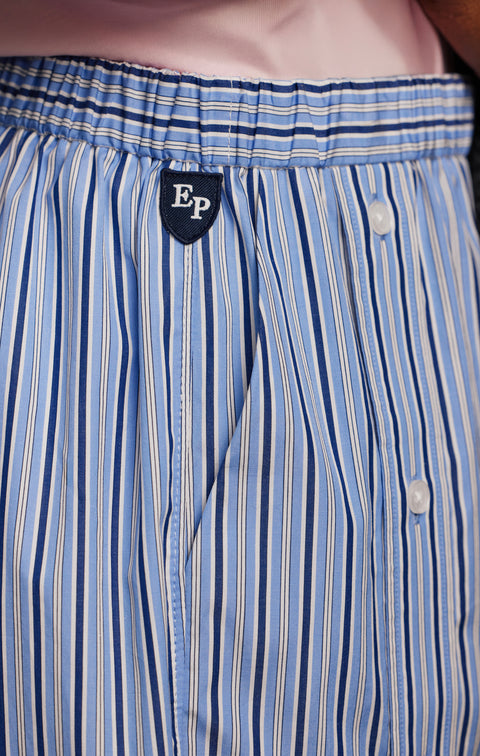 Pap'Atelier upcycled sky blue and white striped cotton shorts - Image 3