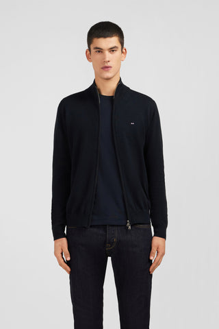 Black cotton cardigan with zipper