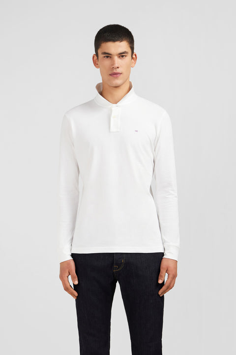 White cotton polo with contrasting neck - Image 1