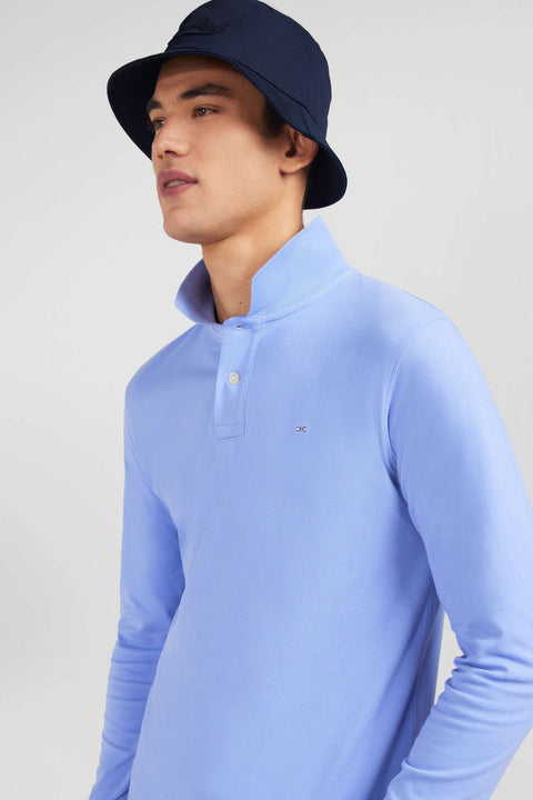 Light blue cotton polo with contrasting neck - Image 3