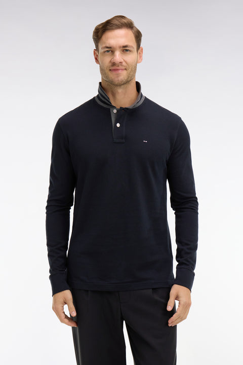 Black cotton polo with contrasting neck - Image 3