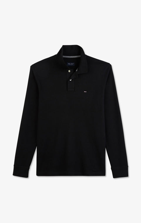 Black cotton polo with contrasting neck - Image 2