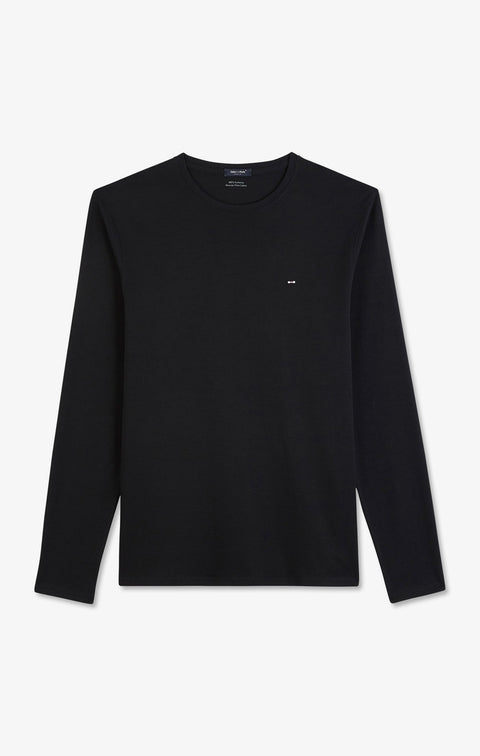 Long sleeved black cotton t-shirt - Image 2