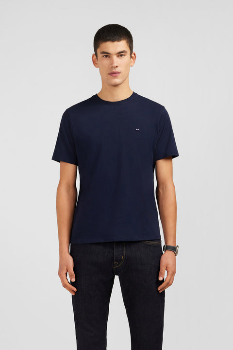 Crew neck navy blue pima cotton t-shirt - Image 1