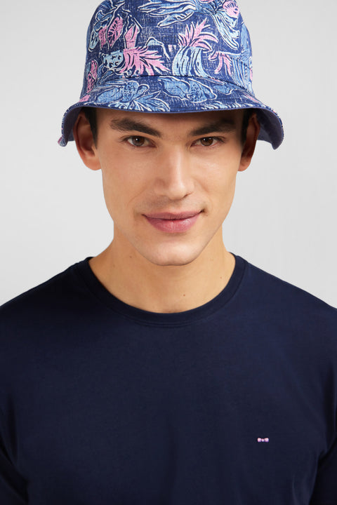 Crew neck navy blue pima cotton t-shirt - Image 3