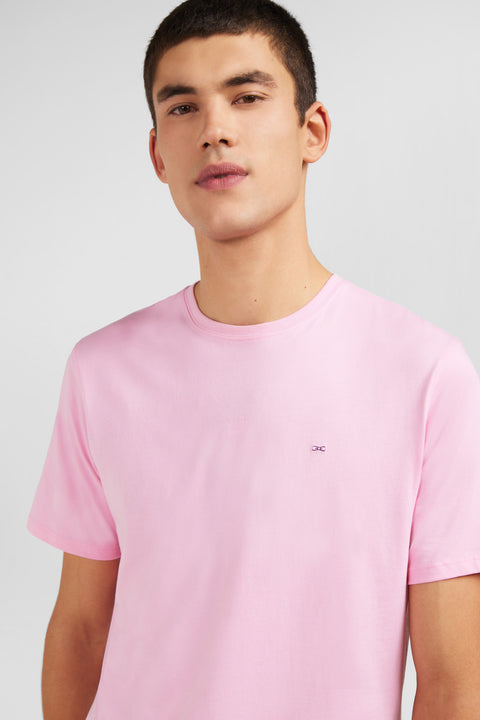 Crew neck pink pima cotton t-shirt - Image 1
