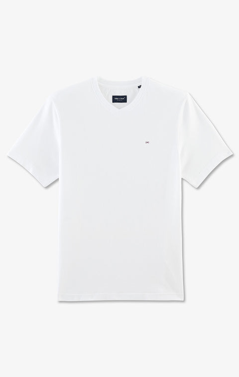 V-neck white light pima cotton t-shirt - Image 2