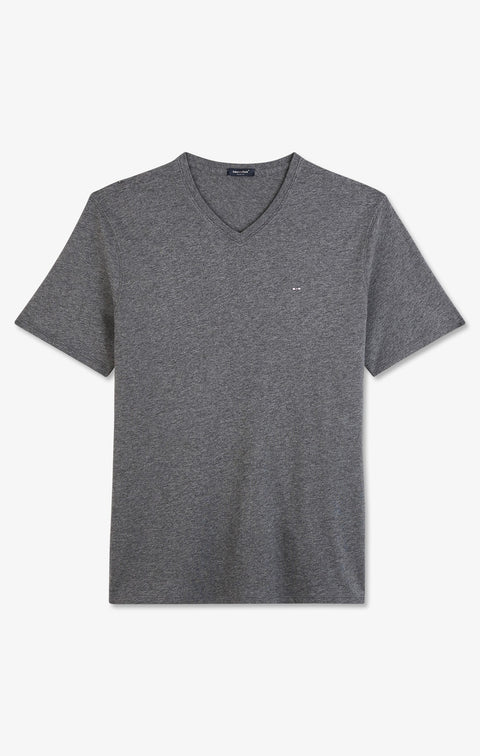 V-neck grey light pima cotton t-shirt - Image 2