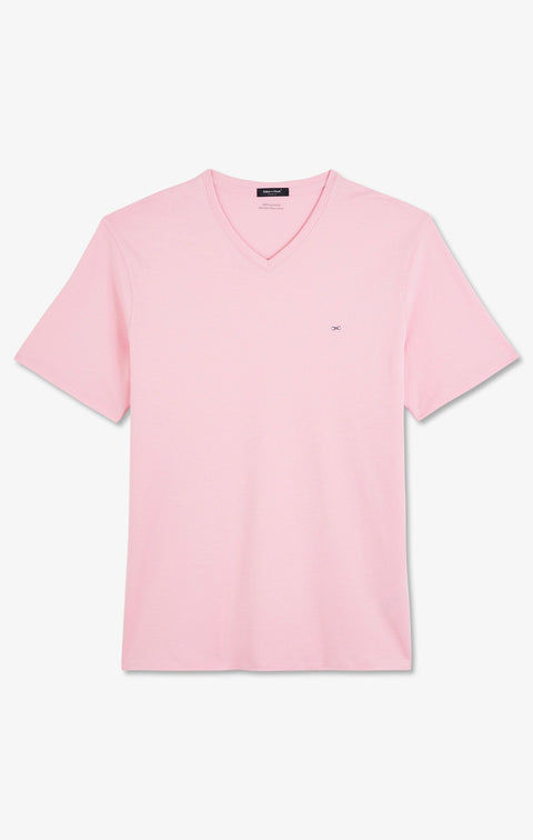 V-neck pink light pima cotton t-shirt - Image 2