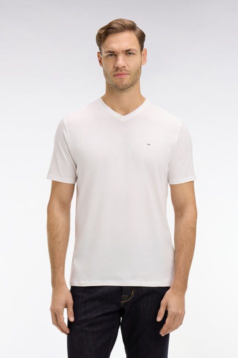 V-neck white light pima cotton t-shirt - Image 3