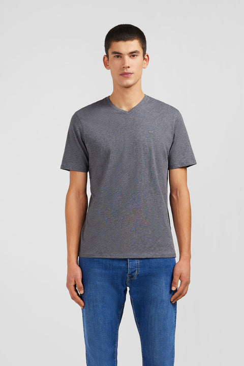V-neck grey light pima cotton t-shirt - Image 1