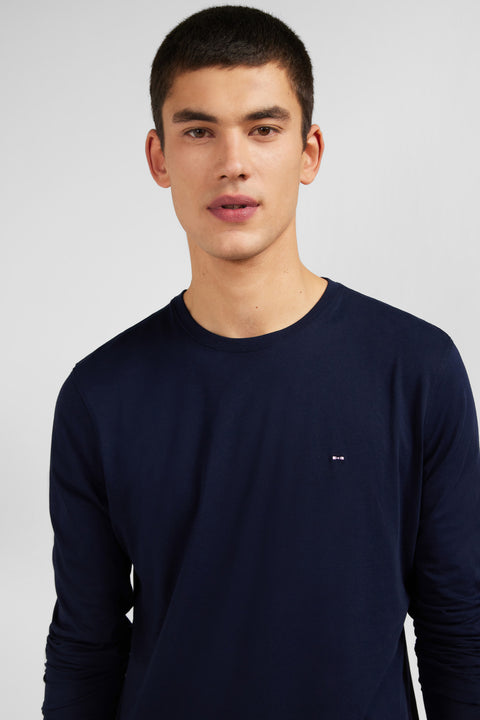 Long sleeved navy blue cotton t-shirt - Image 3