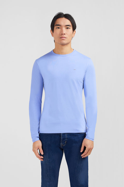 Long sleeved blue cotton t-shirt - Image 1
