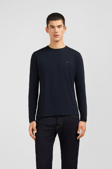 Long sleeved black cotton t-shirt - Image 1