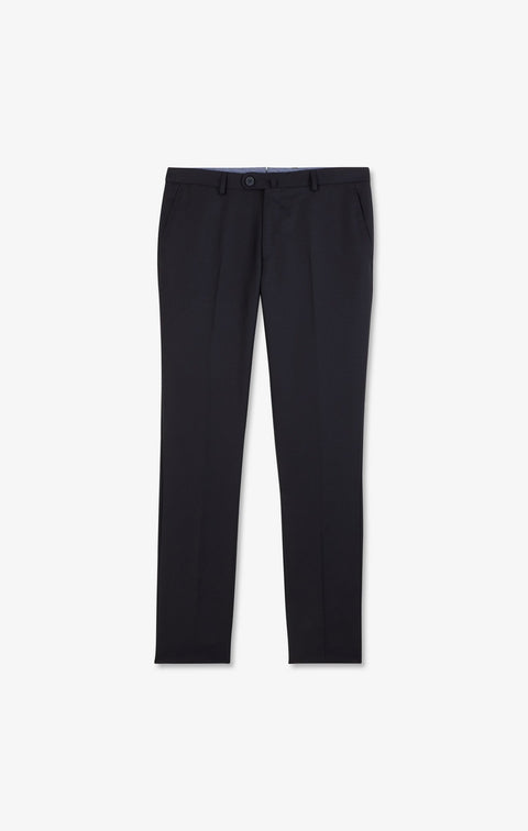 Slim dark blue wool trousers with broken fold - Image 2