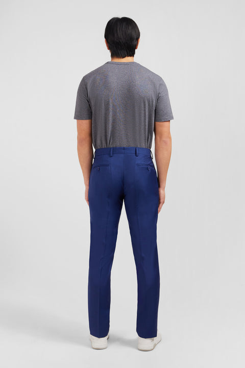 Slim blue wool trousers with broken fold - Image 3