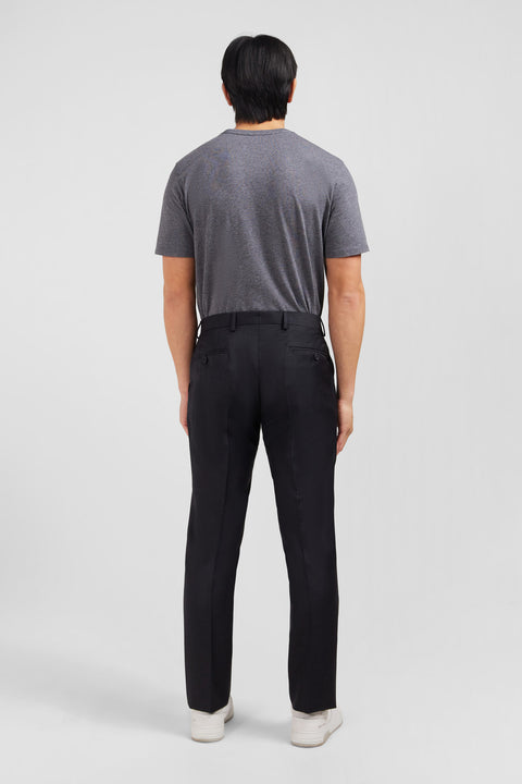Slim dark grey wool trousers with broken fold - Image 3