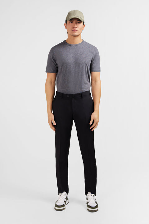 Slim black wool trousers with broken fold - Image 1